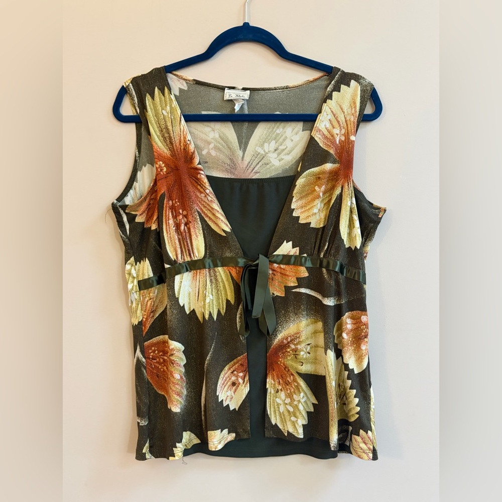 La Kohaki Floral Whimsigoth Cottagecore Y2K Fairy Sleeveless Shirt Top Blouse